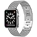 Wearlizer Silver Compatible with Apple Watch Band 38mm 40mm 41mm for iWatch Womens Mesh Loop Stainless Steel Replacement Metal Beauty Strap Wristband Dress Chain Bracelet Series SE 7 6 5 4 3 2 1 Sport