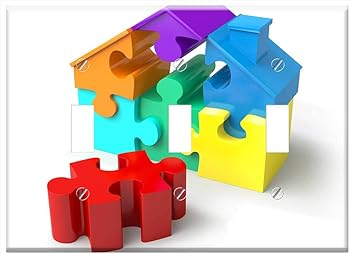 Amazon Com Switch Plate Triple Toggle Puzzle Pieces House Shape Real Estate Jigsaw Puzzle 1 Home Improvement