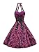 Black Floral Halter Rockabilly Cocktail Party Purple Prom Dress