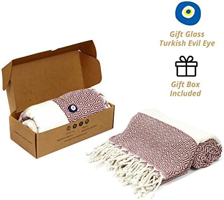 Peshtemal Palace %100 Turkish Cotton Diamond Pestemal Towel; Beach Towel, Natural Gift (71 inches x 39 inches)(Claret Red)