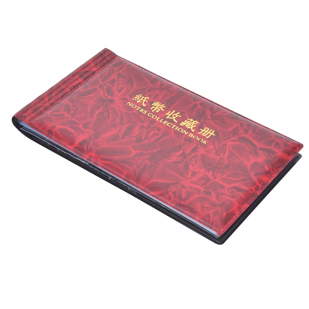 Fdit Banknotes Collection Holder, Sufficient Transparent Paper Money Album with 30 Pages for Holding 60 Banknotes for Money Collectors(rose Red)