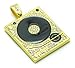 Xusamss Hip Hop DJ 18K Gold Plated Crystal Phonograph Tag Pendant Necklace with Chain