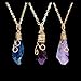 sedmart Handmade Amethyst Blue Titanium pendant Quartz Necklace gemstone jewelry Mothers Day Gifts
