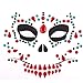 4 Pack Day Of The Dead Skull Temporary Rhinestone Face Tattoo,Face Stickers Gems Jewels for Halloween