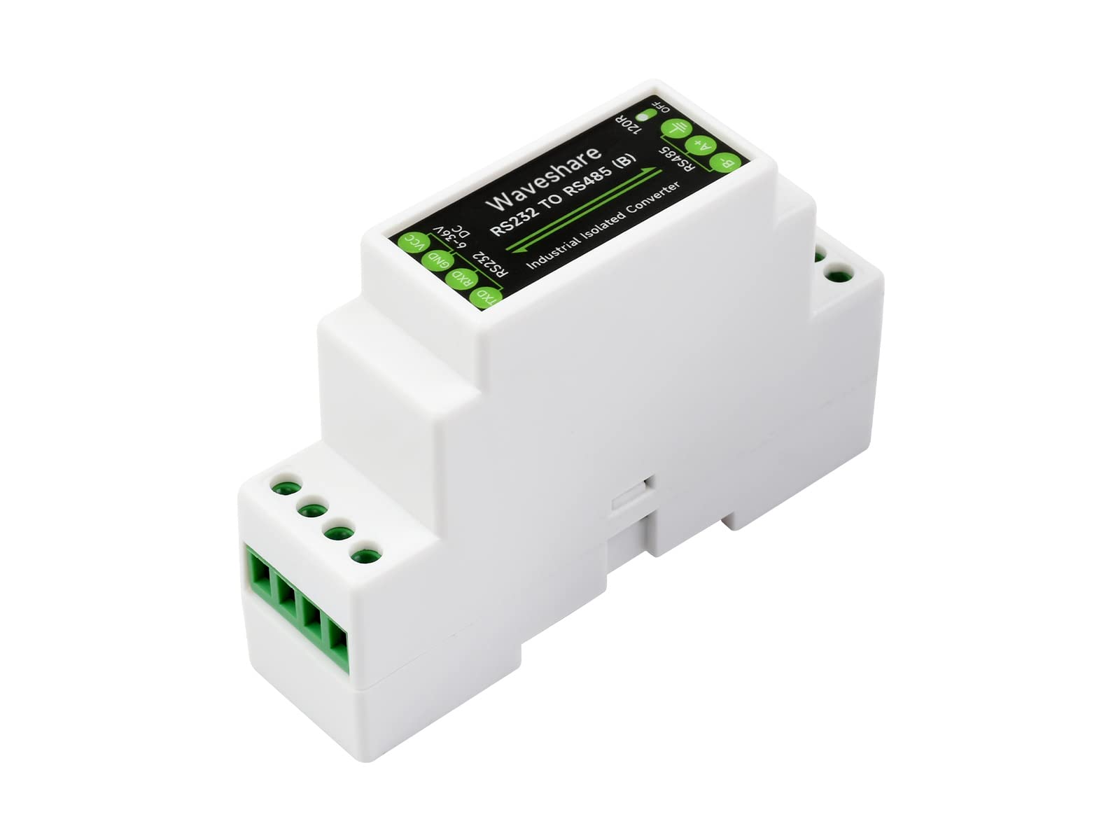 Waveshare RS232 To RS485 Converter (B), Active Digital Isolator, Rail-Mount Support, 600W Lightningproof & Anti-Surge, Multi-Isolation Protection
