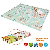Foldable Play Mat - Large,⭐⭐⭐⭐⭐(Ship from USA) Folding Reversible Baby Mats for Playroom, 1.8mx2.0x1.5cm