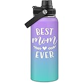 Best Mom Ever Water Bottle 32oz Stainless Steel Insulated Water Bottles - Gifts for Moms from Son Daughter - Mothers Gifts for Birthday Christmas