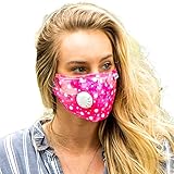 AerHeart Cute Reusable Pollution Face Mask with 6 N99 Carbon Filters (Pink Watercolor/Polka Dots)