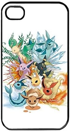 Pokemon Popular Cute Eevee Pikachu iphone 6 6S Rubber TPU Soft case (Black)