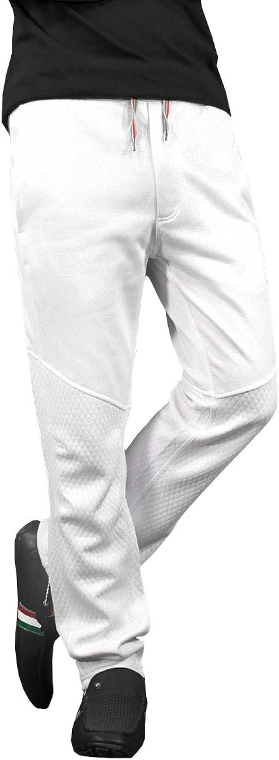 Amazon Viola Rumore ヴィオラ ビオラ ロングパンツ 切り替え エンボス スウェット ボトムス メンズ ホワイト白 015 ロングパンツ 通販