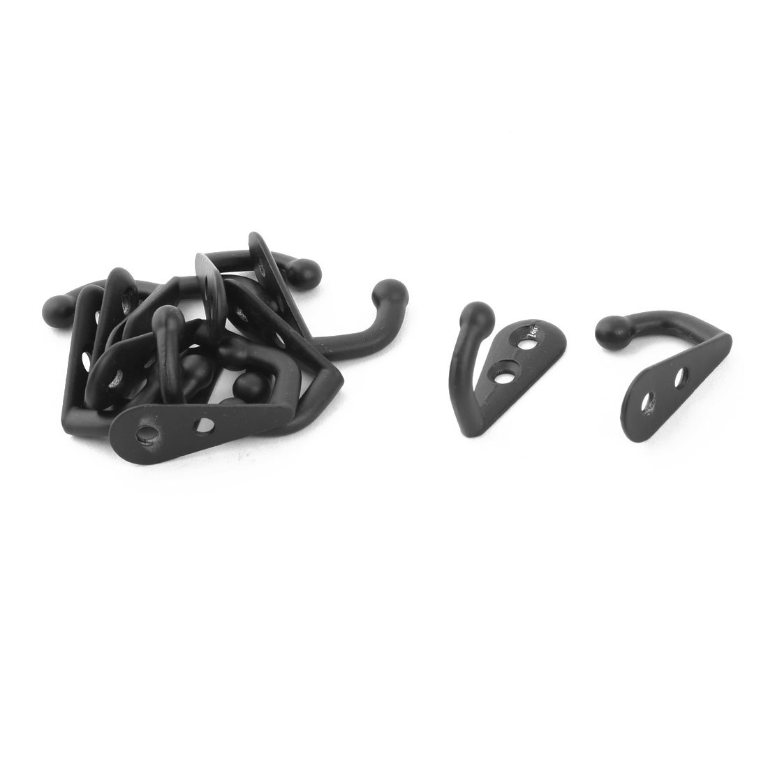 sourcing map Metal Wall Door Mounted Towel Scarf Bag Cap Coat Clothes Hook Hanger 12pcs Black