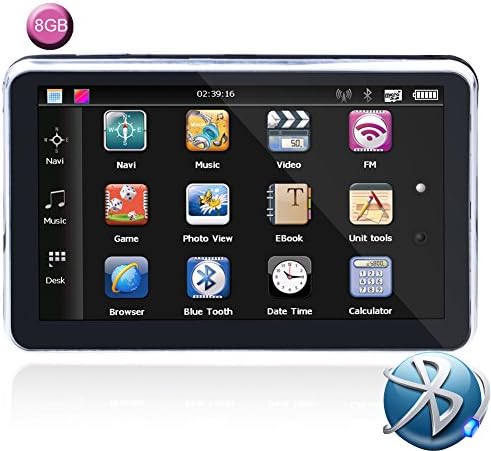 (8GB) 7 Inch LCD Touch Screen Car GPS Navigation SAT NAV Bluetooth High Definition High Precision Waterproof with UK/EU Maps 8GB 800MHZ FM Multi-function for All Vehicle GPS,Free Lifetime Map Updates