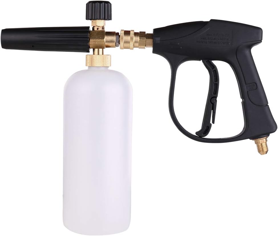 BOFEISI Snow Foam Cannon Adjustable 4000 PSI High Pressure Washer Gun Snow Foam Lance Quick Release Foam Cannon Tools,3/8Quickconnector [Energy Class A]