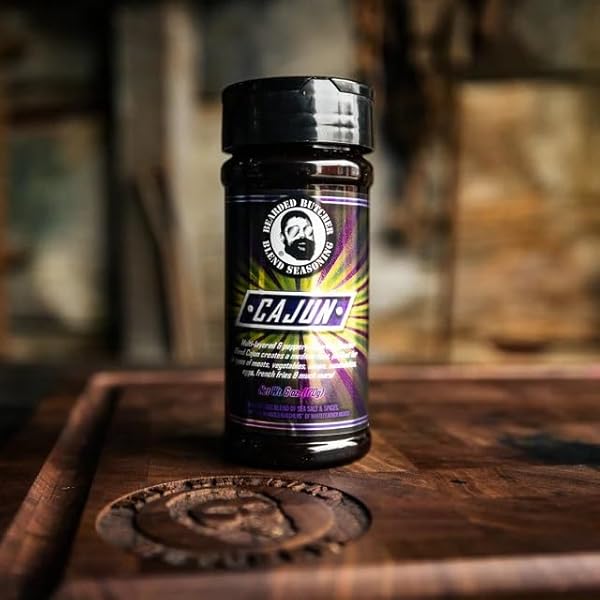 BEARDED BUTCHERS CAJUN BLEND SEASONING, 6OZ SHAKER – MEDIUM HEAT, PERFECT FOR SOUP, SALAD, SEAFOOD, CHICKEN, FISH, AND MORE – NO MSG, GLUTEN-FREE, ALL-NATURAL FLAVOR