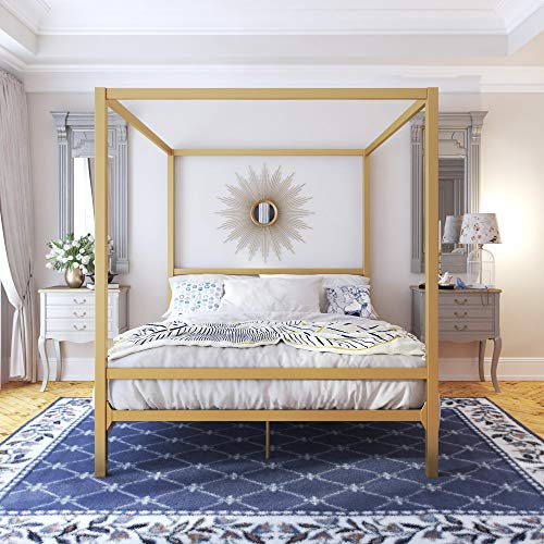 Dhp Modern Canopy Bed With Built In Headboard Full Size Gold In Dubai Uae Whizz Beds
