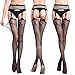 QandSweet Womens Stockings Thigh High Sexy Fishnet Lace Suspender Pantyhose Stretchy 4-Pack, Black, One Size