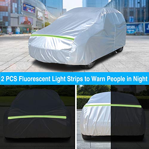 KAKIT SUV Cover Waterproof All Weather 5 Layers Windproof Dustproof UV Protection Universal Fit Full Car Cover with Door Zipper for SUV Up to 188"