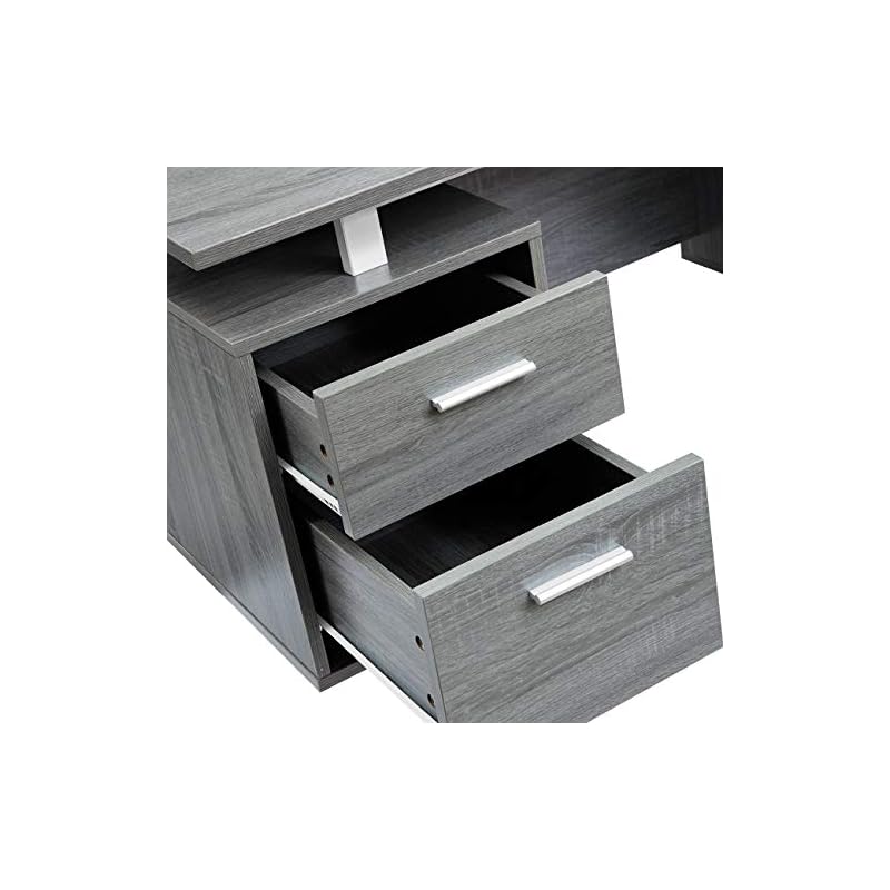 Techni Mobili Modern Office Desk with Storage, Gray