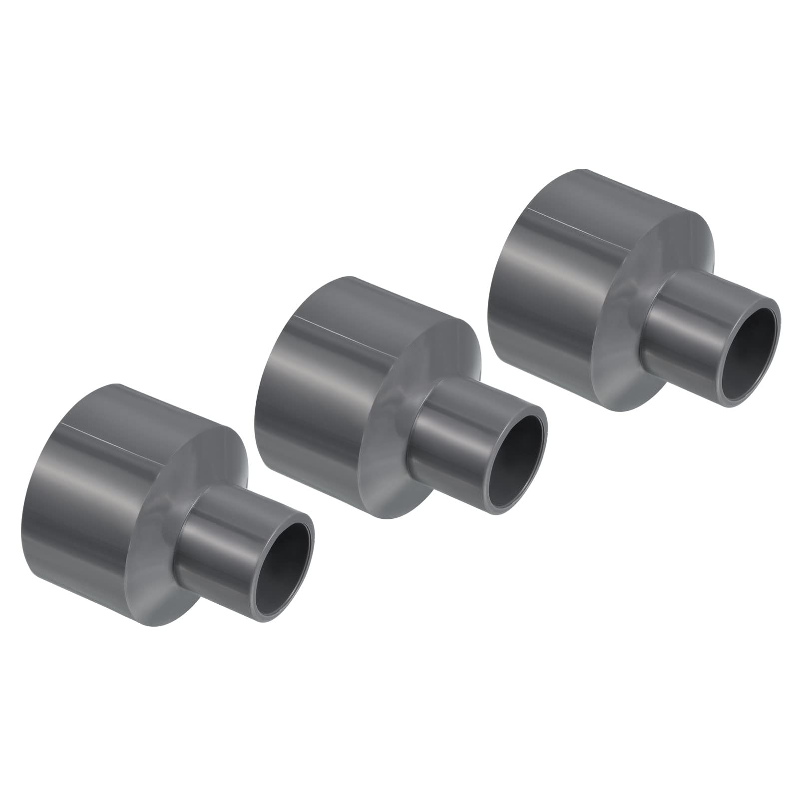 PATIKIL PVC Reducer Pipe Fitting 40x20mm, 3 Pack Straight Coupling Adapter Connector, Gray