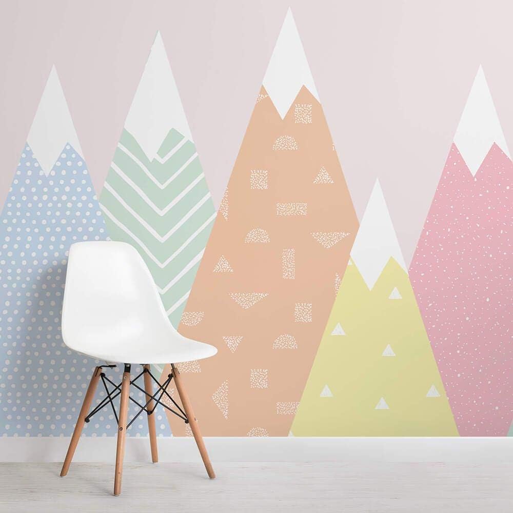 Patterned Mountains Coloured Website Thumb Wall Murals for Living Room Wallpaper Decoration Fresco Decor 430×300cm