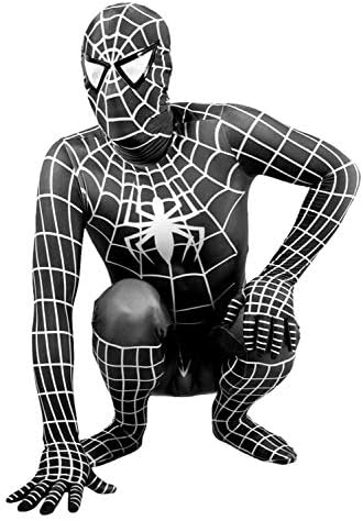 Newhui Teens Kids Halloween Spider Black Lycra Zentai Costume Bodysuit Cosplay Mask