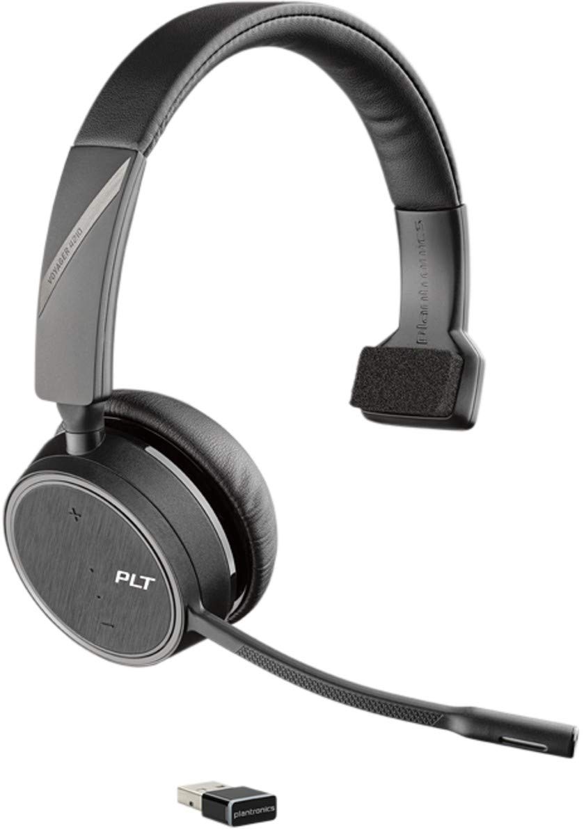 Plantronics ‘Voyager 4210 UC' Bluetooth Stereo Headset, USB-A BT Dongle, SoundGuard Technology, Microphone, Arm, Buttons on Headset, Black, One Size
