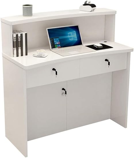 Amazon Co Jp 受付カウンター 3つのロック引き出しを持つ服店木製レセプションデスクレジスタンドの受付カウンター 無人受付カウンターに最適 Color White Size 80x50x105cm 文房具 オフィス用品