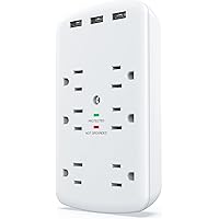 USB Outlet Extender, USB Wall Charger Surge Protector Wall Outlets 6AC Outlets Plug Extender Splitter with 3 USB Ports…