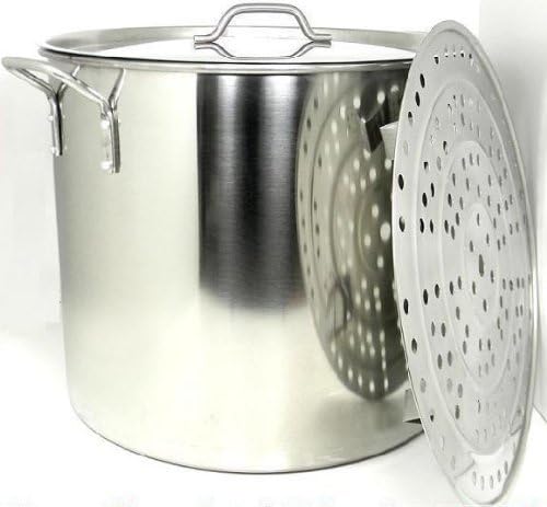 80 Quart Stainless Steel Stock Pot with Rack & Lid