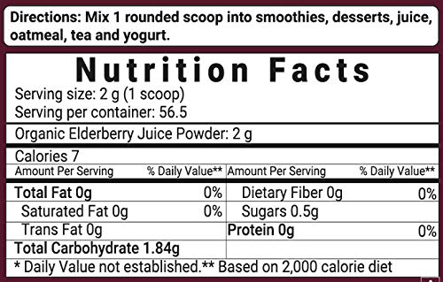 Organic European Black Elderberry Juice Powder, 4 Ounce, Cold Pressed, Flash Pasteurized for Safety, Supports Immune… - Image 7