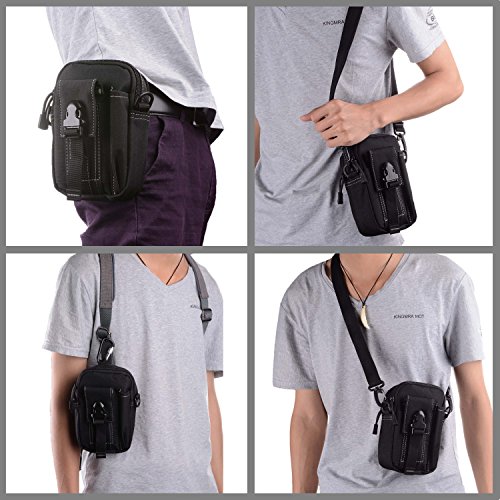 liangdongshop Tactical Molle EDC Utility Gadget Pouch Compact Multipurpose Belt Waist Hip Bag with Cell Phone Holster Holder(With Strap-Khaki) - Thumbnail 6