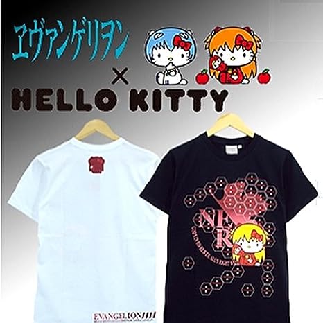 Amazon エヴァンゲリオン キティ コラボ Tシャツ アスカ 黒 Q 新劇 映画 アニメ Akira サンリオ エヴァ まどマギ ホラー アニメ 萌えグッズ 通販