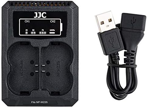 JJC NP-W235 USB Dual Battery Charger Adapter for Fuji X-H2S X-T4 Digital Camera, for Fujifilm NP-W235 Battery