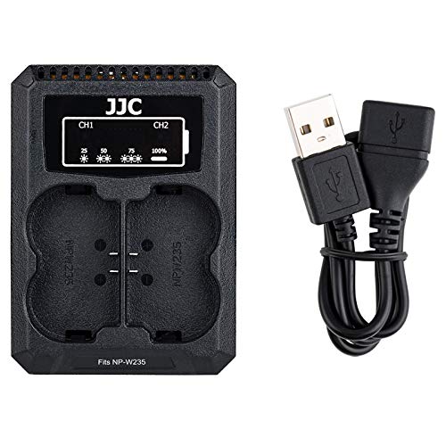 JJC NP-W235 USB Dual Battery Charger Adapter for Fuji X-H2S X-T4 Digital Camera, for Fujifilm NP-W235 Battery - Replace for FUJIFILM BC-W235 Dual Battery Charger