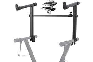 Anjetan Second Tier Keyboard Stand, Extension Adapter for Keyboard Supports with Adjustable Width, Universal Iron Extension Stand for Electronic Organs
