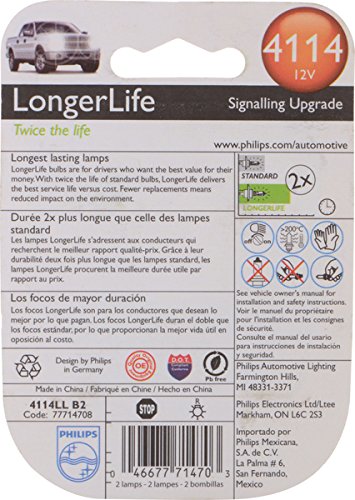 Philips 4114 LongerLife Miniature Bulb, 2 Pack