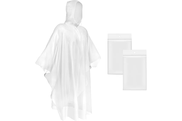 TORASO Rain Ponchos for Adults Disposable Drawstring Hood Rain Poncho Emergency Raincoats,Waterproof