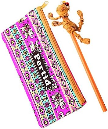 Perdit Crafts Style Striped Canvas Bag Pencil Case Pen Holder Cosmetic Bag Pouch Bag for Women Teen Girls with Stylus,Pancil Made Water Hyacinth Boxing Set Doll Famous Handicrafts No.6-2