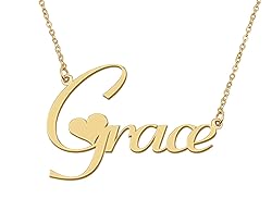 Aoloshow 18k Gold Plated Grace Heart Name Necklace