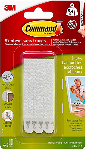 Command Medium Picture Hanging Strips, Pack of 4 x 2 Adhesive Strips, White - Damage Free Hanging - For Pictures, Frames, Mirrors, Wall Decor and Signs - Holds up to 5.4 kg