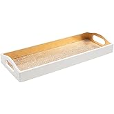 Caspari Pebble Lacquer Bar Tray in Gold – 20” x 8” Decorative Serving & Accent Tray, Handcrafted Wood & Lacquer Finish, Elegant Rectangular Bar Tray, 1 Each