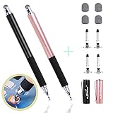 aibow Capacitive Stylus Pens for iPad, iPhone and Other Touch Screens [ Fine Point Disc Tip & Mesh Tip 2in1 Series ] with 4 Replaceable Disc Tips & 4 Replaceable Mesh Tips(Black/Rose Gold)