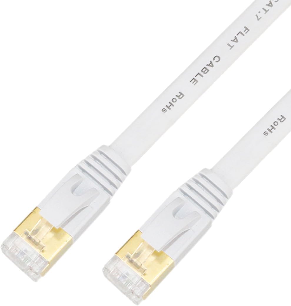 CAT7 RJ45 Patch flat Ethernet LAN Network Cable … (5 Meter, White)