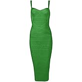 Whoinshop Women's Rayon Strap Celebrity Midi Evening Party Bandage Dress
