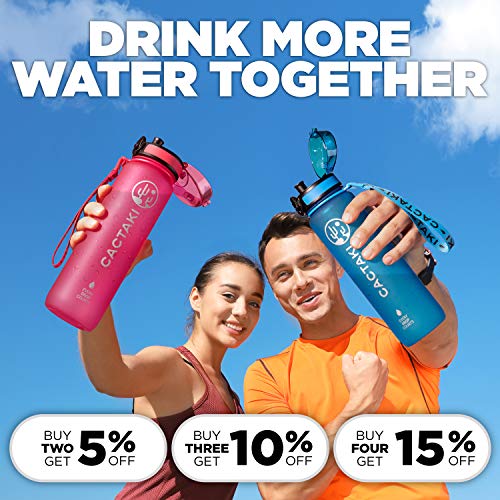 32 oz Water Bottle with Time Marker BPA Free Leak Proof Measures