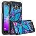 Galaxy J3 Case, Galaxy Sky Case, J36v Case,Galaxy Express Prime,Galaxy Sol,Galaxy Amp Prime Case Hybrid Dual Layer Defender Protective Case Compatible for Samsung Galaxy J3v, Blue Butterfly