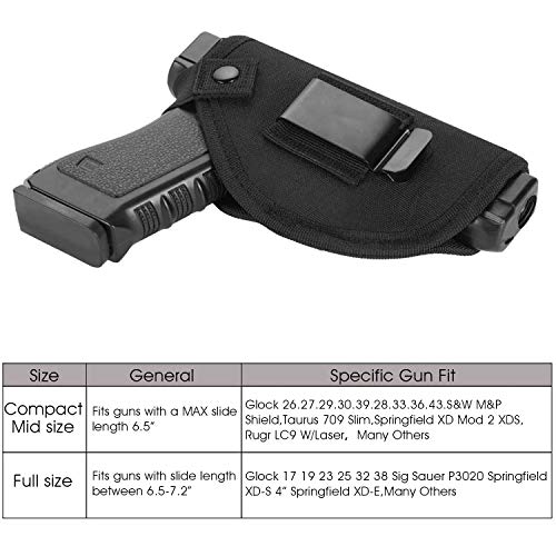 AIKATE 3 Pack Universal IWB OWB Gun Holster for Concealed Carry Weapon Case Inside or Outside The Waistband for Right and Left Hand Draw Fits Subcompact Compact Full Size Pistols - Thumbnail 2