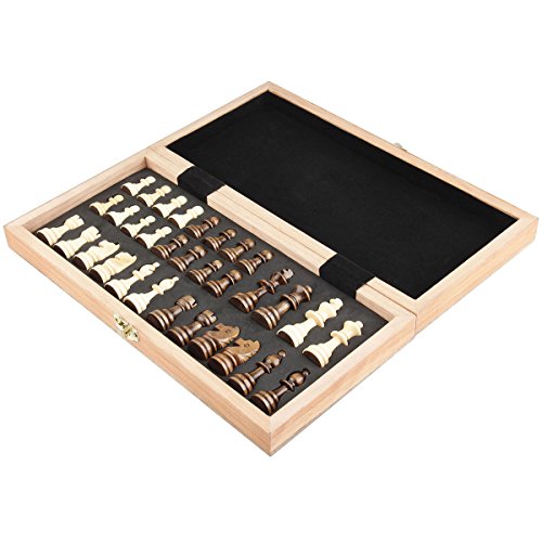 Chess Set 12"x12" Folding Wooden Standard Travel International Chess Game Board Set with Magnetic Crafted Pieces