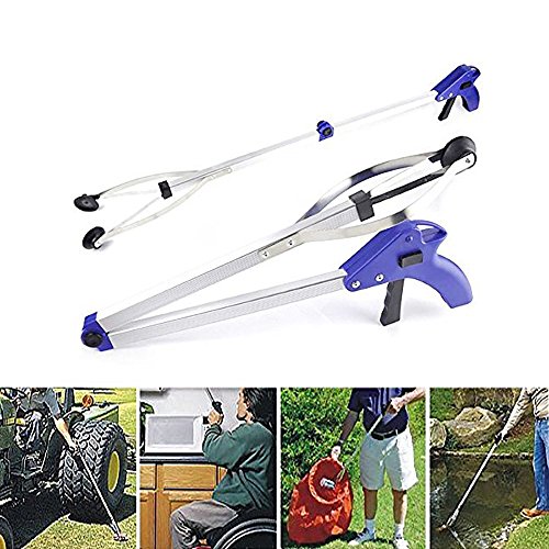 WarmClean Foldable Trash Picker, 32 inch Lightweight Aluminum Clean Tool Grabber for Pregnant Elder Disabled Hotel Garden Pool Reaching Assistant Litter Nabber Pick Up Arm Extension Reacher - Thumbnail 2