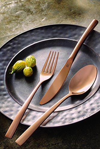 DANIALLI 20-Piece Rose Gold Flatware Set For 4, Modern Sleek Design Bronze Silverware Set, Copper Colored 18 10 Stainless Steel Utensils, Include Knife/Fork/Spoon, Dishwasher Safe